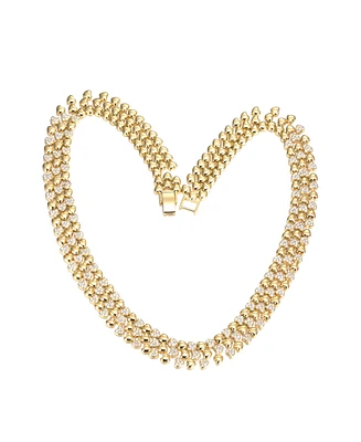 by Adina Eden Wide Pave and Solid Hearts Chain Choker Necklace