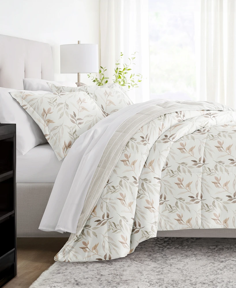 ienjoy Home Foliage Stripe -Piece Comforter Set