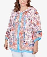 Ruby Rd. Plus Button Front Floral Printed Crepe Georgette Blouse