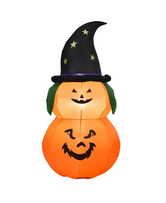 5 Feet Halloween Inflatable Led Pumpkin with Witch Hat