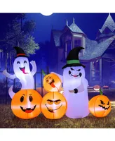 6 Feet Halloween Inflatable Pumpkins and Ghosts with Led Lights