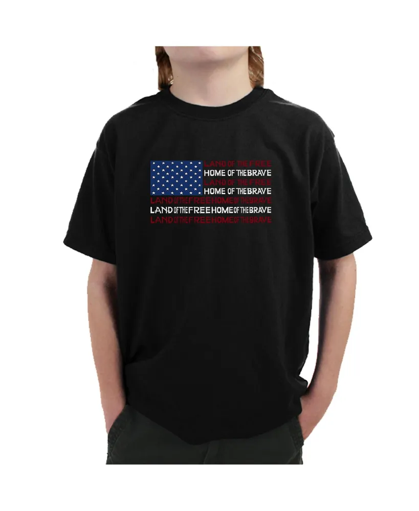 Boy's Word Art T-shirt - Land of the Free American Flag