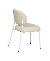 Tov Furniture 2 Pc. Cream Leather Stackable Dining Chair with Cream Legs