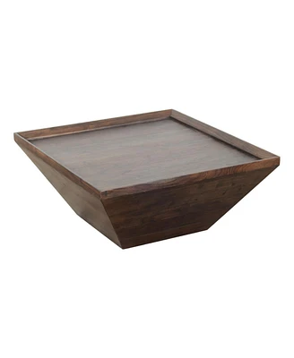 Simplie Fun 36 Inch Square Shaped Acacia Wood Coffee Table With Trapezoid Base, Brown