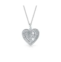 Bling Jewelry Dog Cat Pet Kitten Puppy Cut Out Paw Print Heart Shape Pendant Necklace For Women For Sterling Silver And Chain