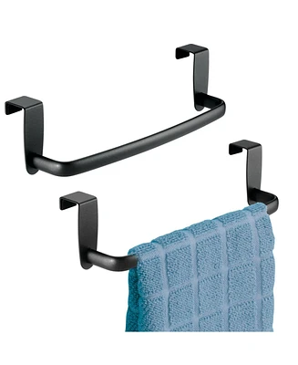 mDesign Steel Metal Over Cabinet Towel Storage Organizer, 2 Pack, Matte Black