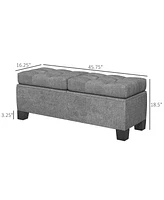 Homcom Storage End of Bed Bench, Upholstered Bench with Steel Frame