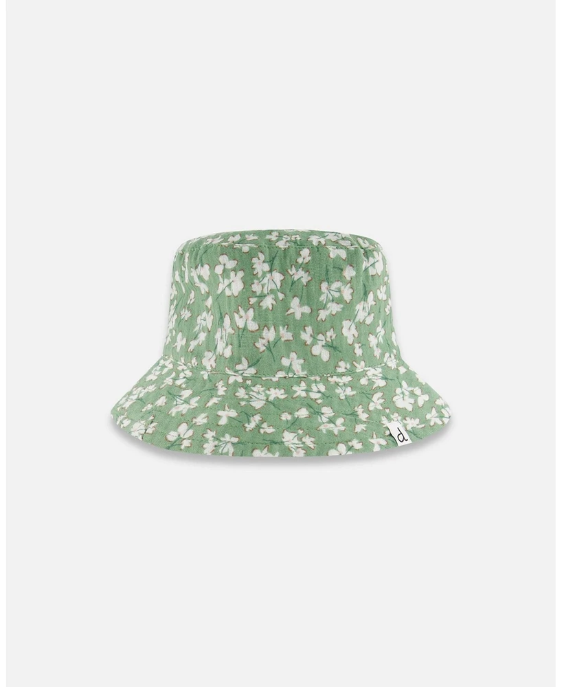 Girl Muslin Bucket Hat Green Jasmine Flower Print - Toddler