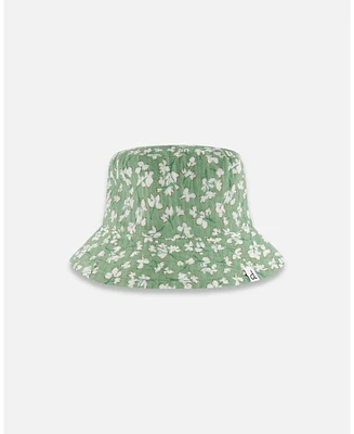 Girl Muslin Bucket Hat Green Jasmine Flower Print - Toddler