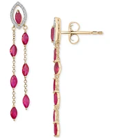 Ruby (2-1/3 ct. t.w.) & Diamond (1/10 ct. t.w.) Navette Dangle Drop Earrings in 14k Gold