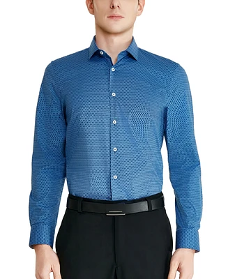 Tallia Men's Slim-Fit Geo-Link Dress Shirt