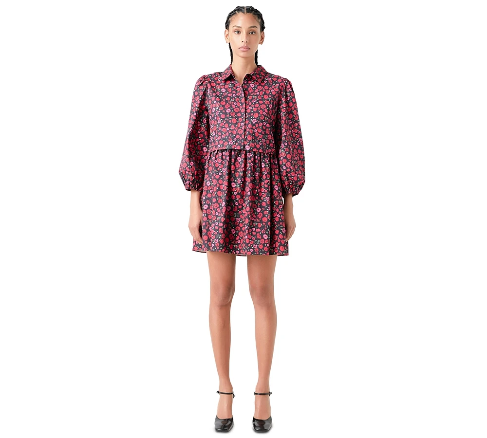 English Factory Women's Floral-Print Mini Shirtdress