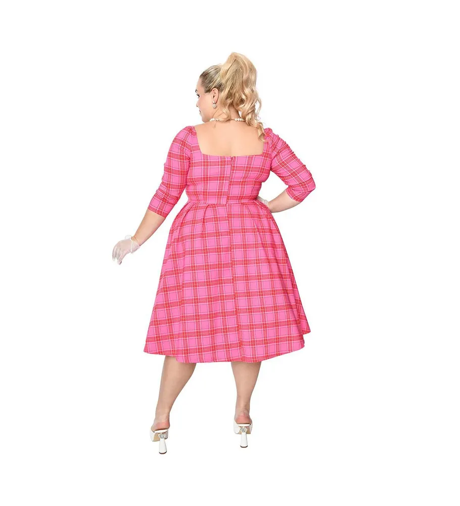 Unique Vintage Plus Size Woven Sweetheart Neckline Lamar Swing Dress