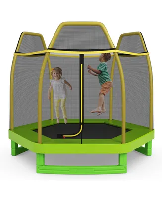7 Feet Kids Recreational Bounce Jumper Trampoline-Green