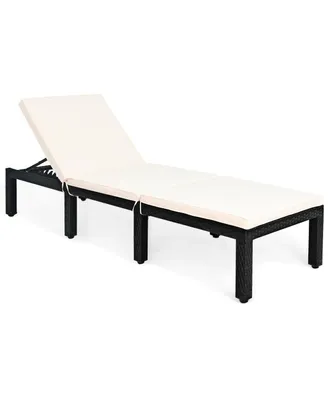 Sugift Patio Rattan Lounge Chair Chaise Couch Cushioned Height Adjustable