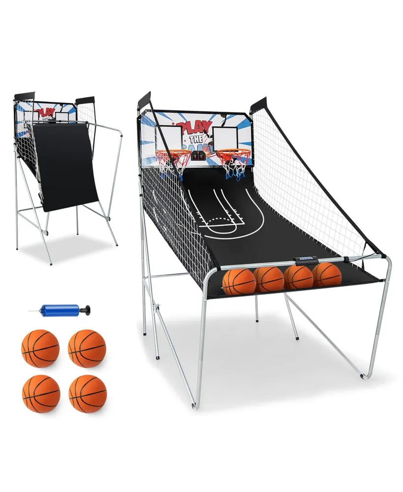 Sugift Foldable Dual Shot Basketball Arcade Game with Electronic Scoring System