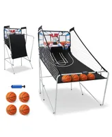 Sugift Foldable Dual Shot Basketball Arcade Game with Electronic Scoring System