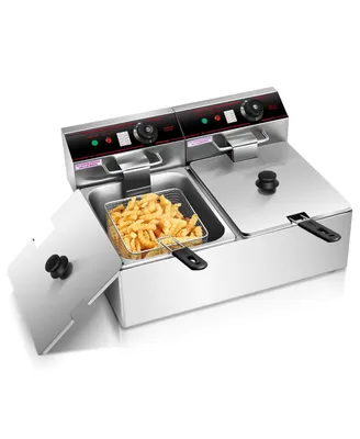 3400W Dual Tank Electric Countertop Deep Fryer