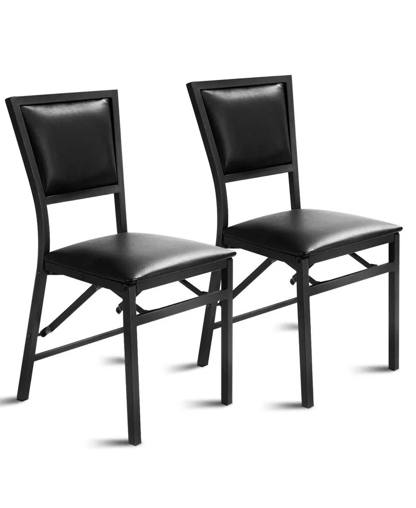 Set of 2 Metal Folding Dining Chair with Space Saving Design