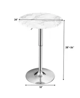 Sugift 360° Swivel Cocktail Pub Table with Sliver Leg and Base-White