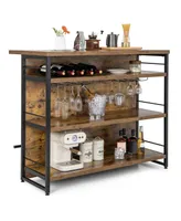 Sugift Kitchen Island with 4-Tier Storage Shelf and Long Footrest for Home