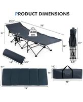 Folding Retractable Travel Camping Cot with Mattress and Carry Bag