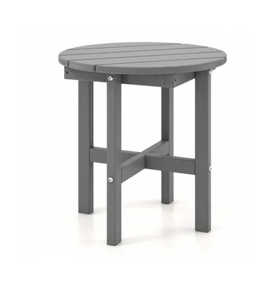 Sugift 18 Inch Adirondack Round Side Table with Cross Base and Slatted Surface