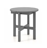 Vebreda 18 Inch Adirondack Round Side Table with Cross Base and Slatted Surface