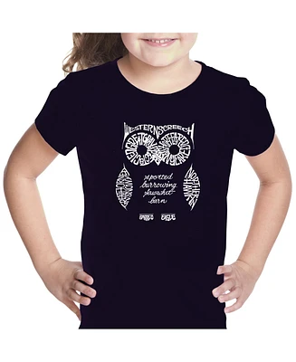 Girl's Word Art T-shirt - Owl