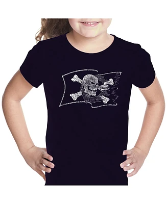 Girl's Word Art T-shirt - Famous Pirate Captains And Ships