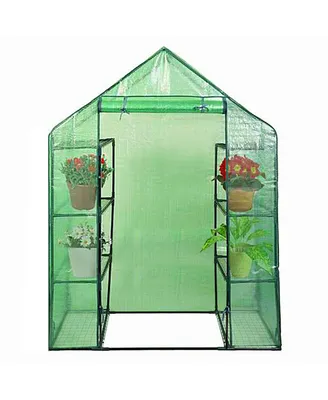 Portable 4 Tier Walk-in Plant Greenhouse with 8 Shelves