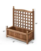 Sugift Solid Wood Planter Box with Trellis Weather-resistant Outdoor