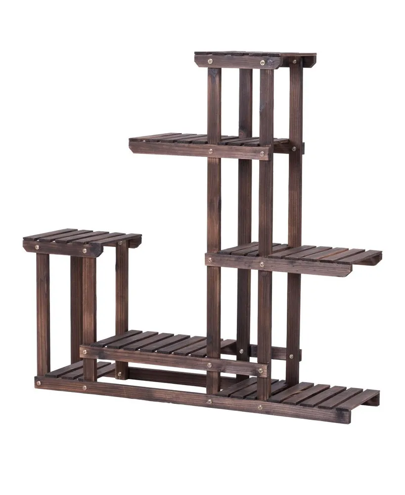 Sugift 6-Tier Garden Wooden Plant Flower Stand Shelf for Multiple Plants Indoor or Outdoor