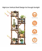 5-Tier Flower Rack Wood Plant Stand 6 Pots Display Shelf