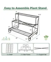 3-Tier Mental Plant Stand with Grid Shelf