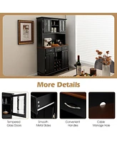 Sugift Kitchen Storage Cabinet Cupboard with Wine Rack and Drawers