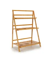 Sugift 3-Tier Bamboo Foldable Plant Stand with Display Shelf Rack