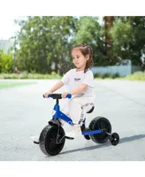 4-in-1 Kids Training Bike Toddler Tricycle with Training Wheels and Pedals-Blue