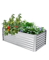 6 x 3 x 2 Feet Rustproof Metal Planter Box with Ground Stakes for Plants