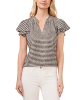 CeCe Women's Shirred V-Neck Flutter-Sleeve Blouse