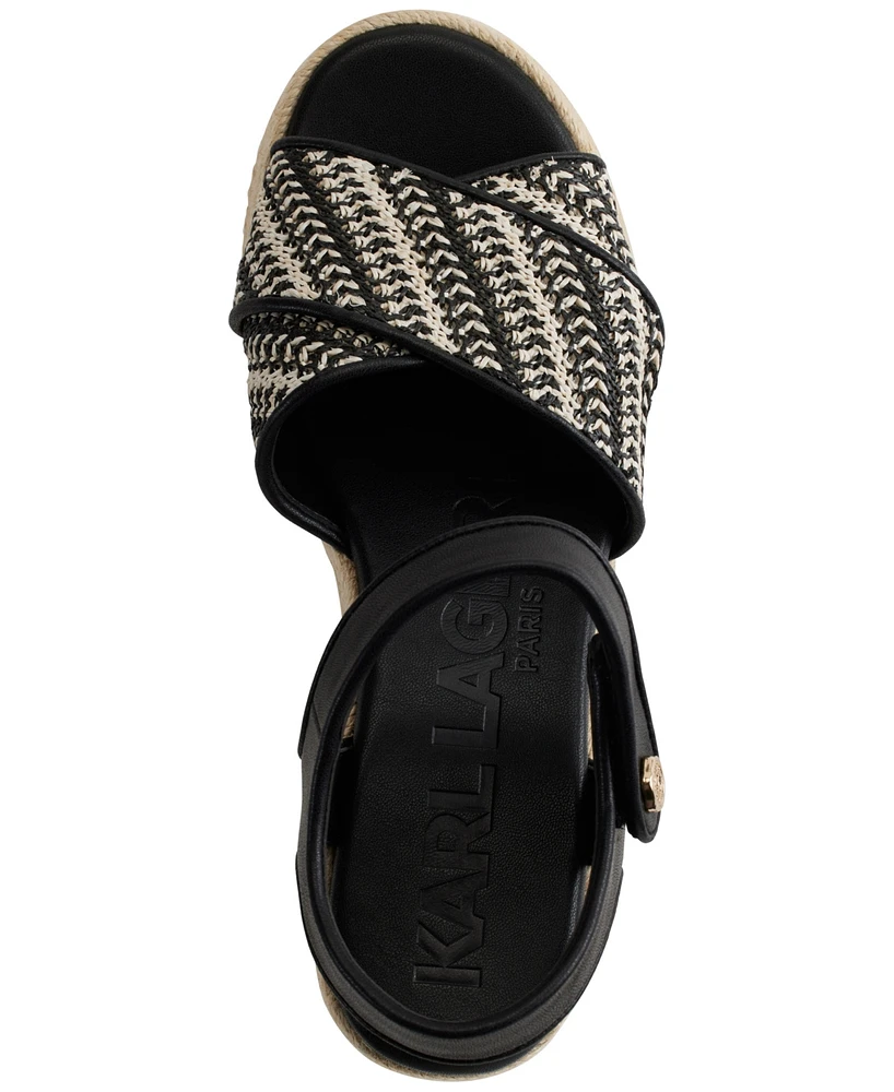 Karl Lagerfeld Paris Women's Celest Ankle-Strap Espadrille Platform Wedge Sandals