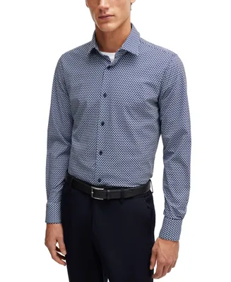 Boss by Hugo Boss Men's Printed Performance-Stretch Slim-Fit Dress Shirt