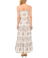 CeCe Women's Floral Print Sleeveless Tiered Maxi Dress