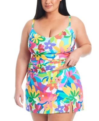 Bleu By Rod Beattie Plus Size Away We Go Scoop Neck Tankini Skirted Hipster Bottoms