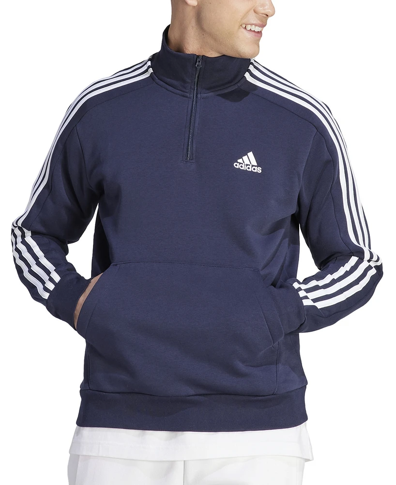 adidas Men's Essentials Fleece 3-Stripes Quarter-Zip Sweatshirt