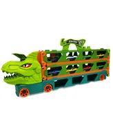 Kovot Dinosaur Truck Racing Play set - 20" Storage Truck with 6.5-Foot Foldable Racetrack & 8 Alloy Raceing Cars