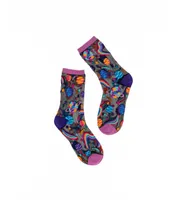 Sock Candy Women's Pop Art Planets Black Sheer Sock