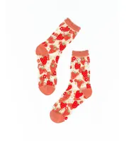 Sock Candy Women's Strawberry Daisy Ruffle Sheer Sock