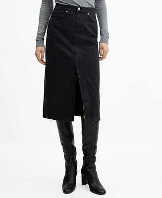 Mango Women's Denim Midi-Skirt