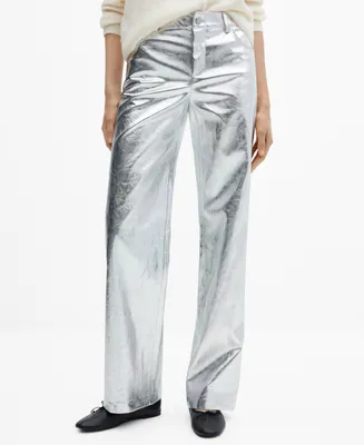 Mango Women's Metalised Wideleg Trousers